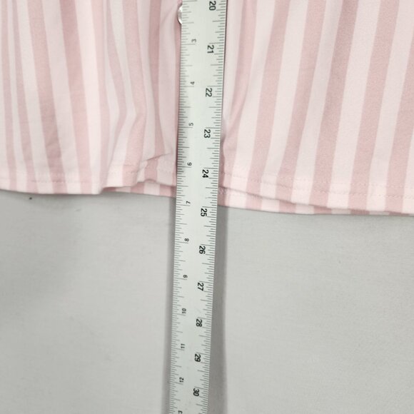 Laura Ashley Pink Stripe Knit Pajamas SZ M Button Front Contrasting Trim - Picture 7 of 14